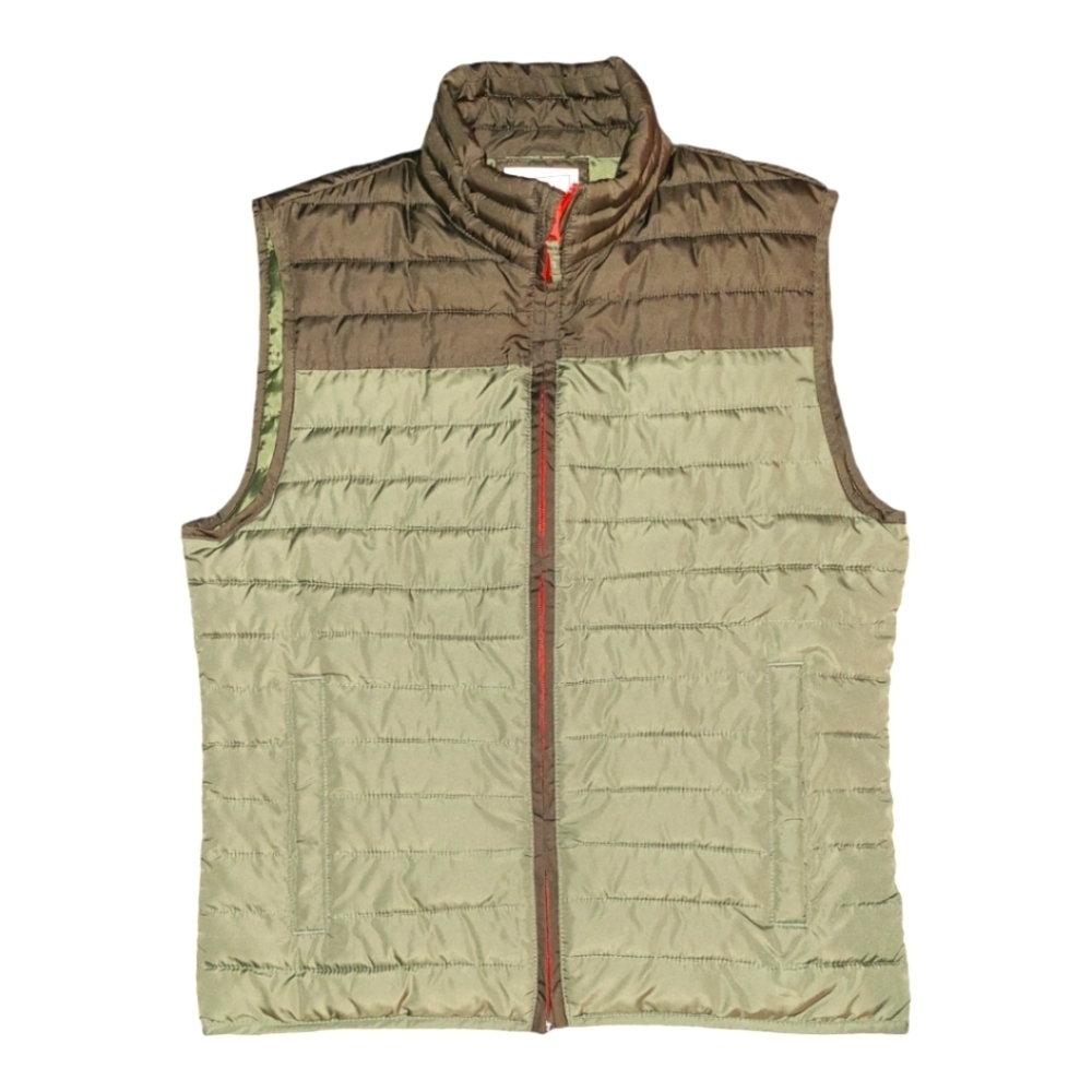 Mens GAP Puffer Vest size Small brown-green colorblock‎ LIKE NEW